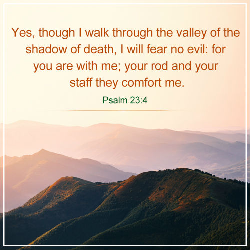 Psalm 23:4 - I Will Fear No Evil For God Is With Me, Bible Verses of the day