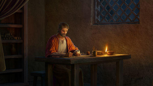Paul writing letter to the churches