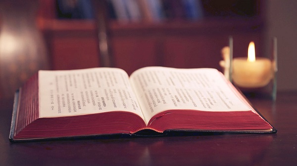 open bible on the desk