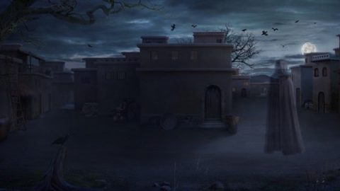 Satan walking at night