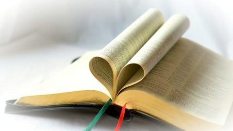 bible page in the shape of heart