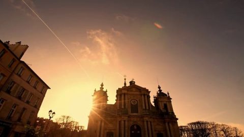 Church under the setting sun