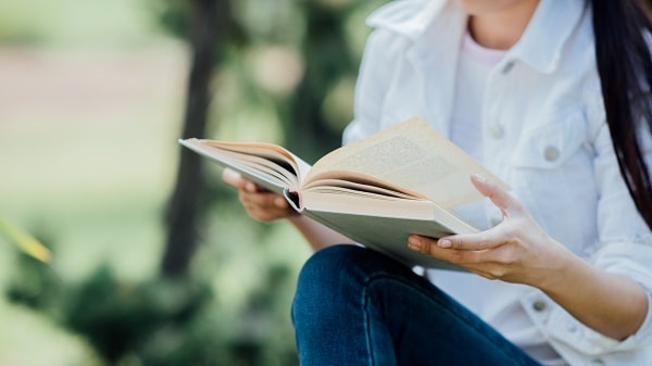 woman reading a book