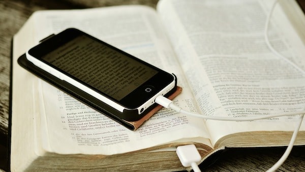 Phone on Bible book