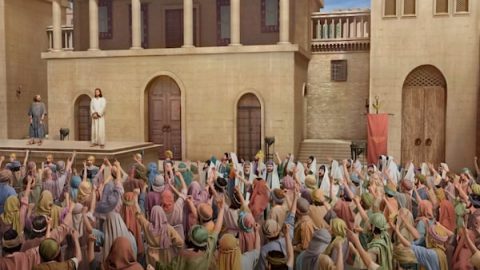 Jews follow the Pharisees to convict the Lord Jesus
